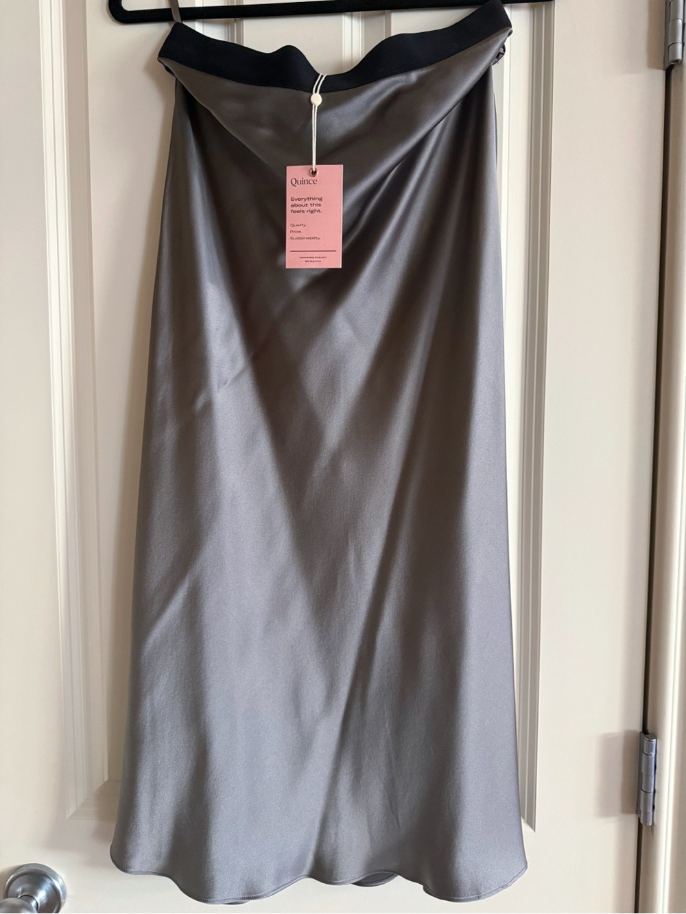 Quince Washable Silk Skirt - Grey, M